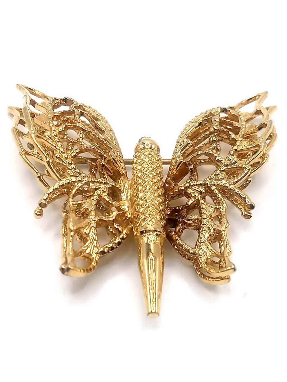 Vintage Monet Gold Filigree Butterfly Brooch Pin Damaged Missing Antennas